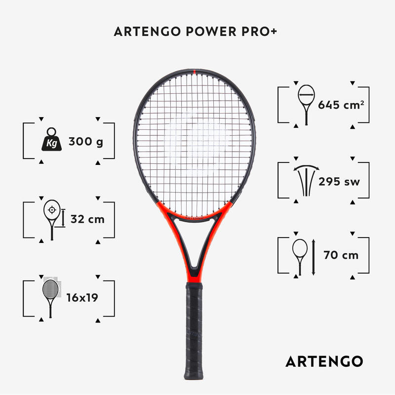 Raquete de ténis adulto - ARTENGO TR990 POWER PRO+ alongada Vermelho / Preto 300g