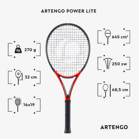 270 g Adult Tennis Racket TR990 Power Lite - Red/Black