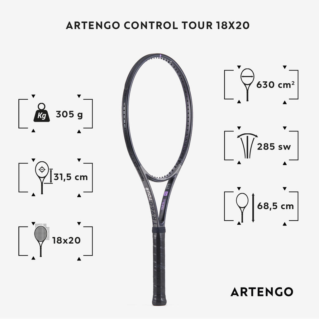 Sivi reket bez žica za tenis CONTROL TOUR TR960 18x20