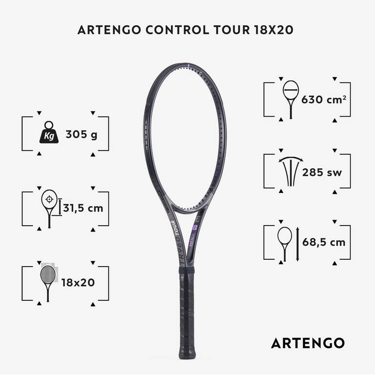 Adult Tennis Racket Control Tour TR960 18x20 Unstrung - Grey