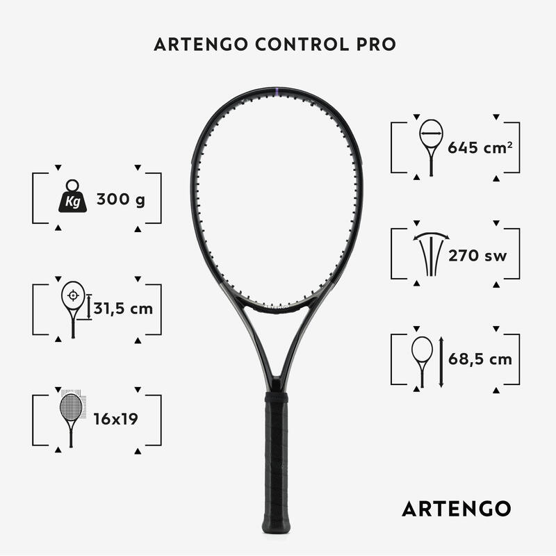Raquete de ténis adulto - ARTENGO TR960 CONTROL Pro Preto Cinzento 300G SEM CORDAS