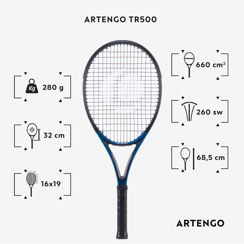 Tennisracket voor volwassenen TR500 blauw