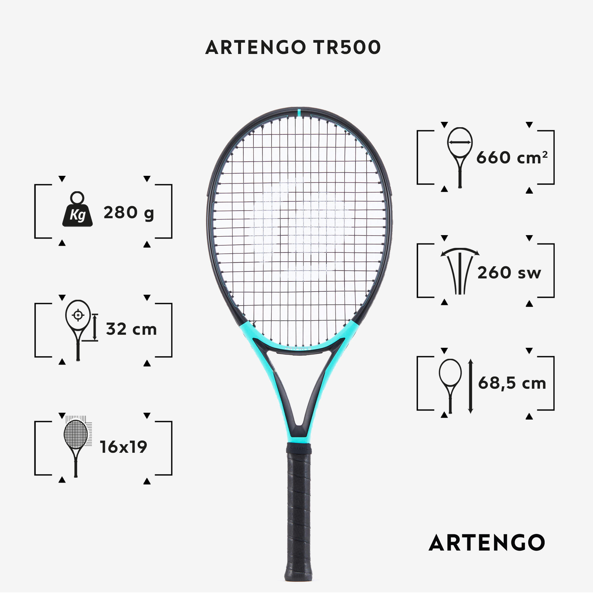 Adult Tennis Racket TR500 - Green 2/7