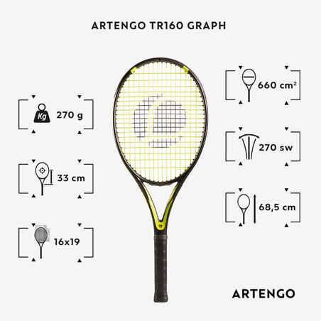 Adult Tennis Racket - TR160 Graph Black