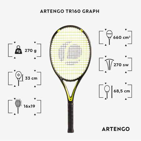 Raquette de Tennis Adulte TR160 Graph - Noir