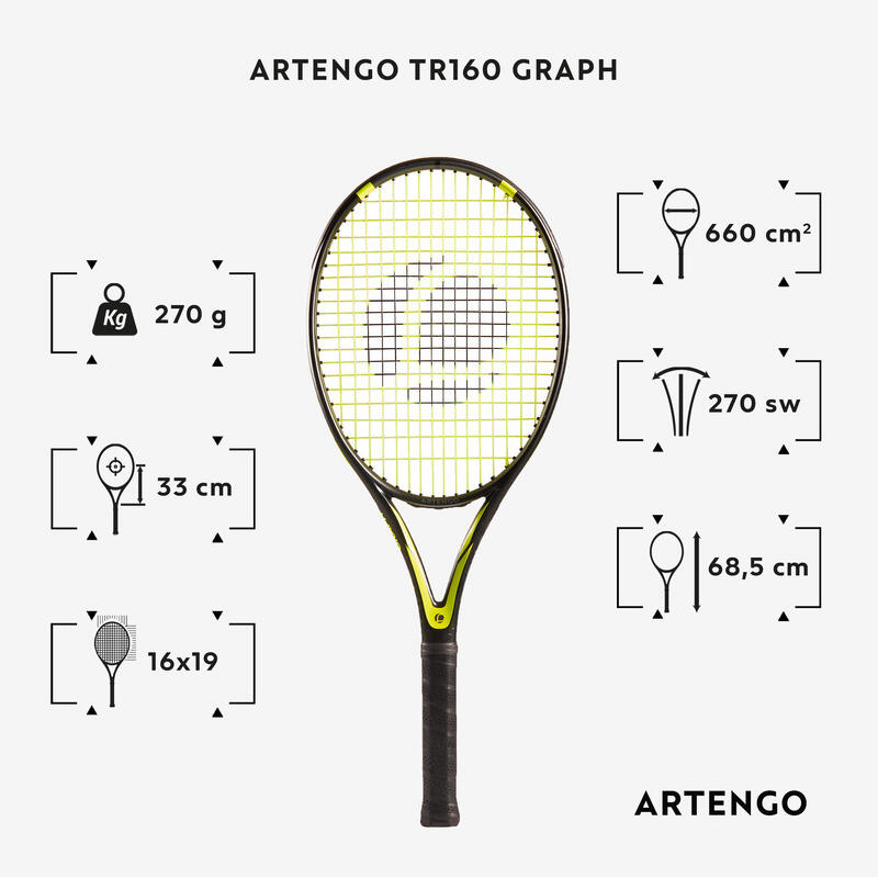 Rachetă Tenis TR160 Graph Negru Adulţi