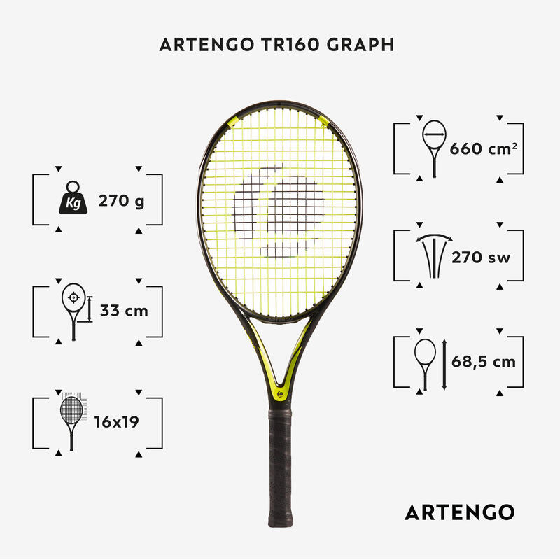 Tennisracket voor volwassenen TR160 Graph zwart