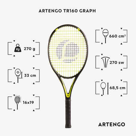 מחבט טניס למבוגרים TR160 Graph – שחור