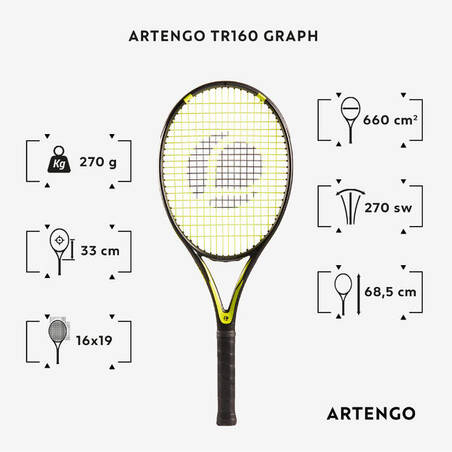 Adult Tennis Racket - TR160 Graph Black