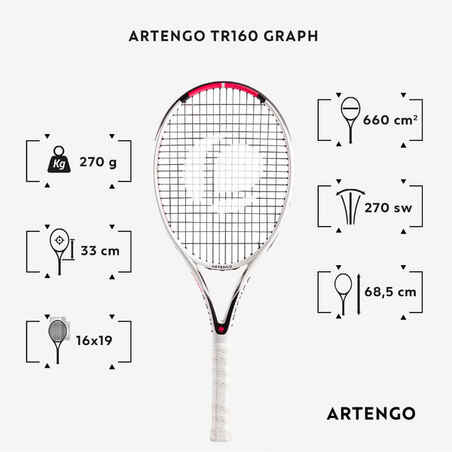 Ρακέτα τέννις για ενήλικες TR160 Graph - Λευκό