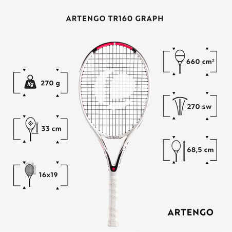 TR160 Graph Adult Tennis Racket - White