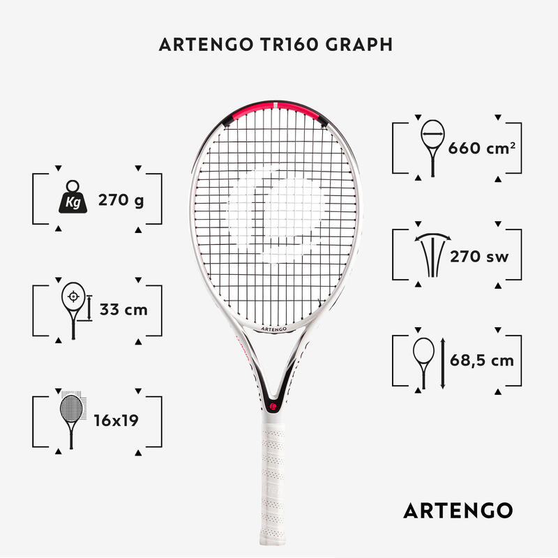 Racchetta tennis adulto TR 160 GRAPH bianca