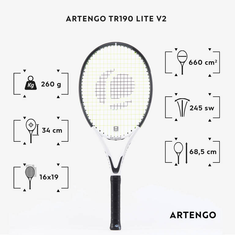 Adult Graphite Tennis Racket - TR190 Lite V2