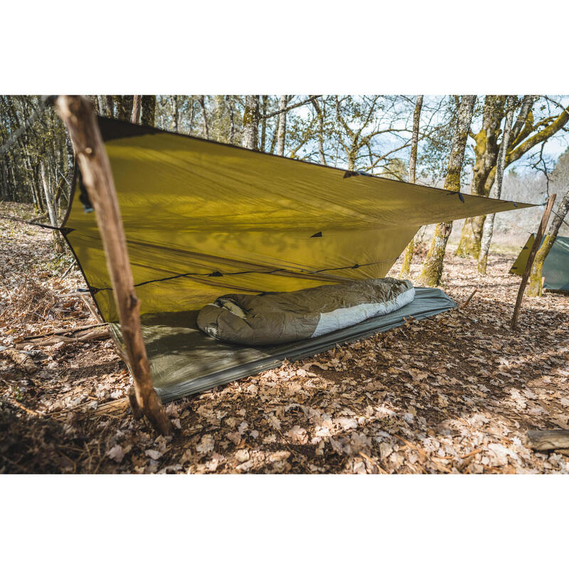 Plane Bushcraft Camping kompakt leicht 2,95 × 2,8 m wasserdicht khaki 