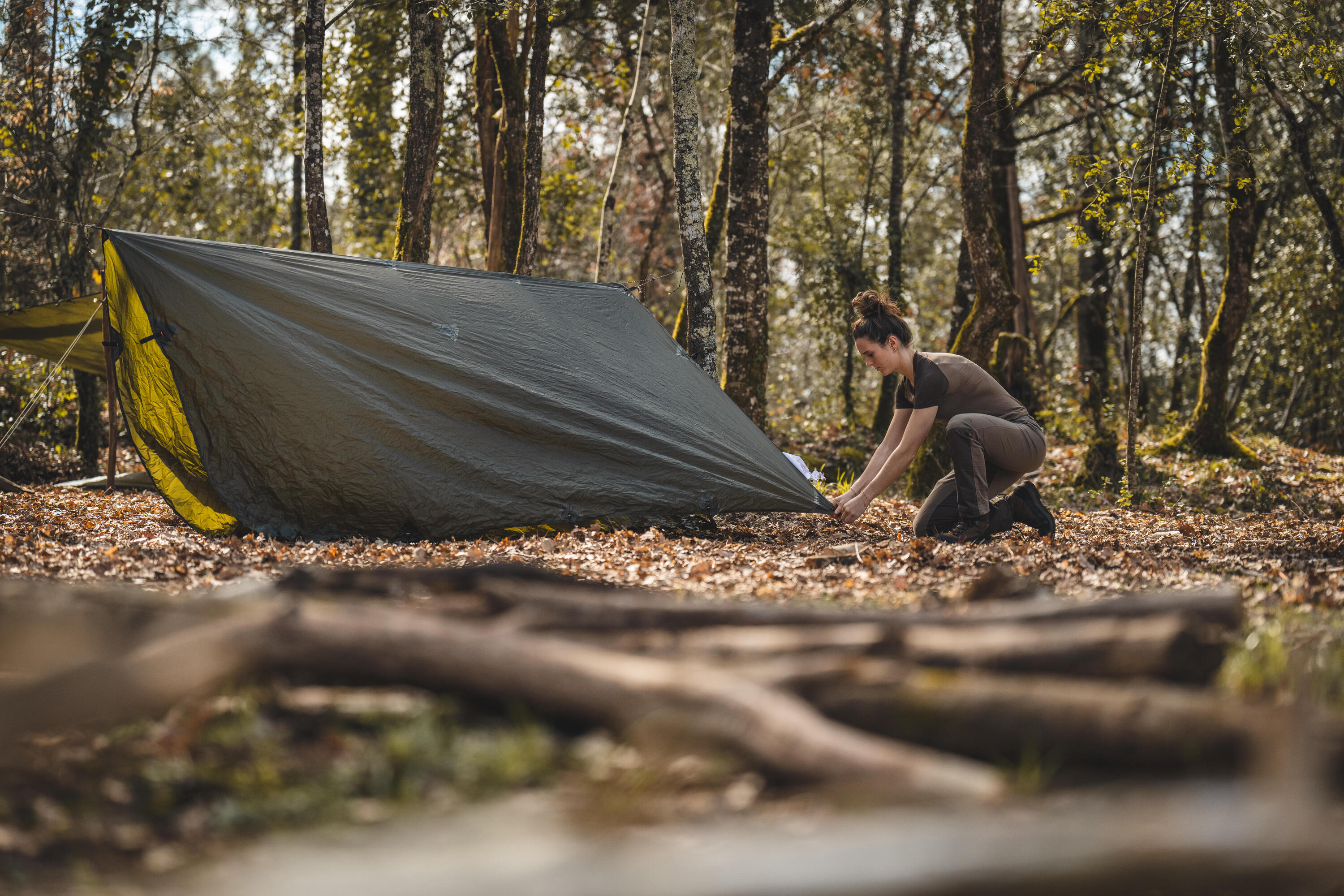 TARP BUSHCRAFT BIVOUAC COMPACT LEGER 2,95X2,8 M IMPERMÉABLE KAKI 6/9