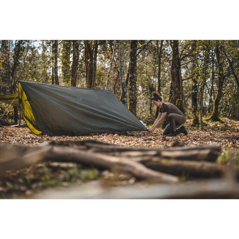 ADĂPOST BUSHCRAFT BIVUAC COMPACT LEJER 2,95X2,8 M IMPERMEABIL KAKI