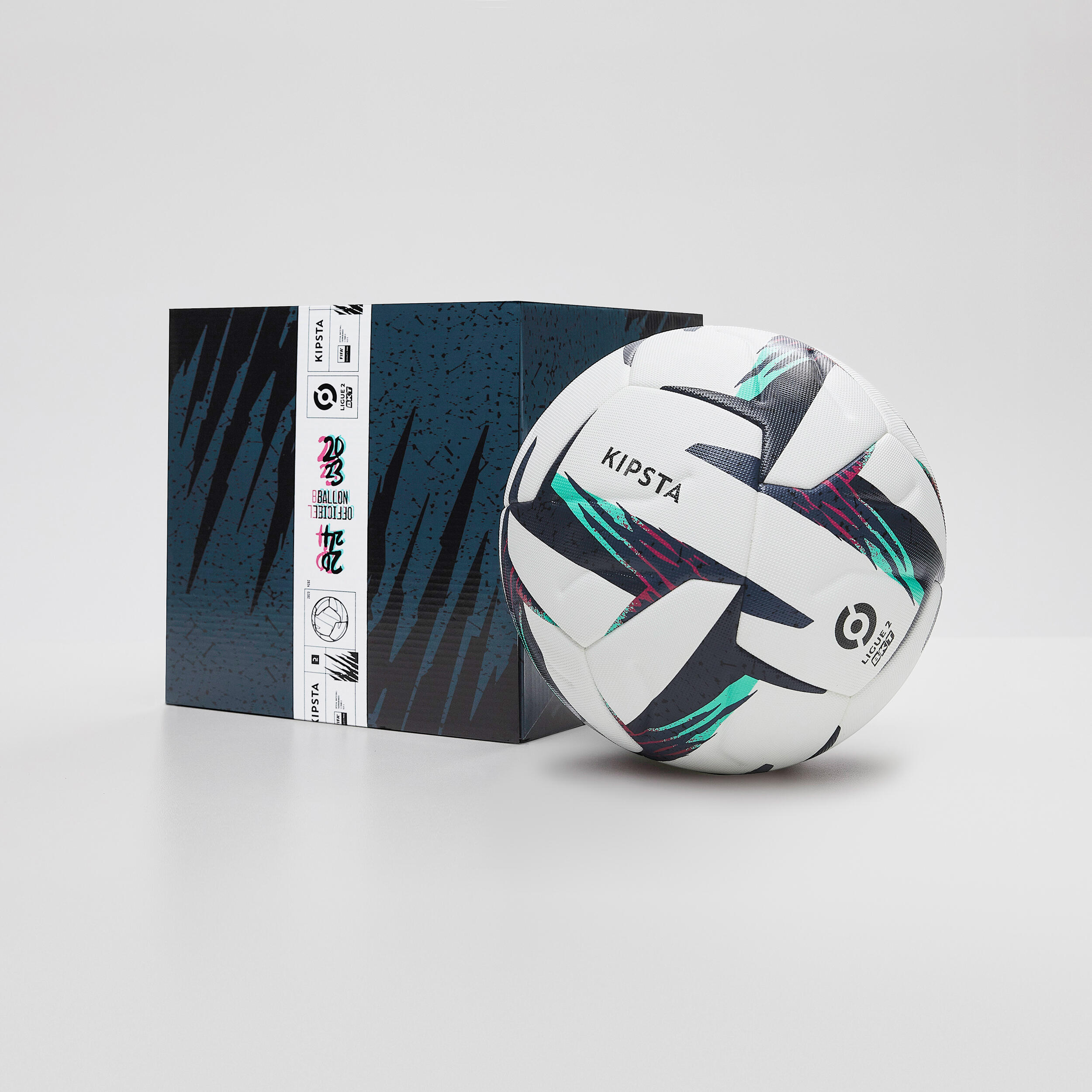 Kipsta - Ballon De Football Ligue 2 Bkt Officiel Match Ball 2023 Avec Boîte - Ballon De Foot - Football / Futsal / Sepak - Blanc - 5 - Decathlon