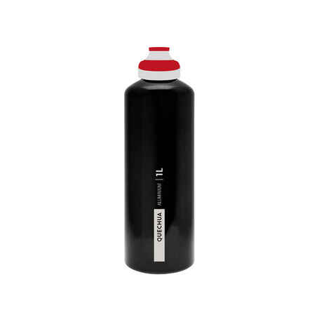 Aluminium Hiking Flask with Quick Opening Cap 500 1 Litre Black