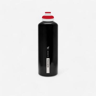 Drinkfles 500 klikdop 1 liter aluminium zwart