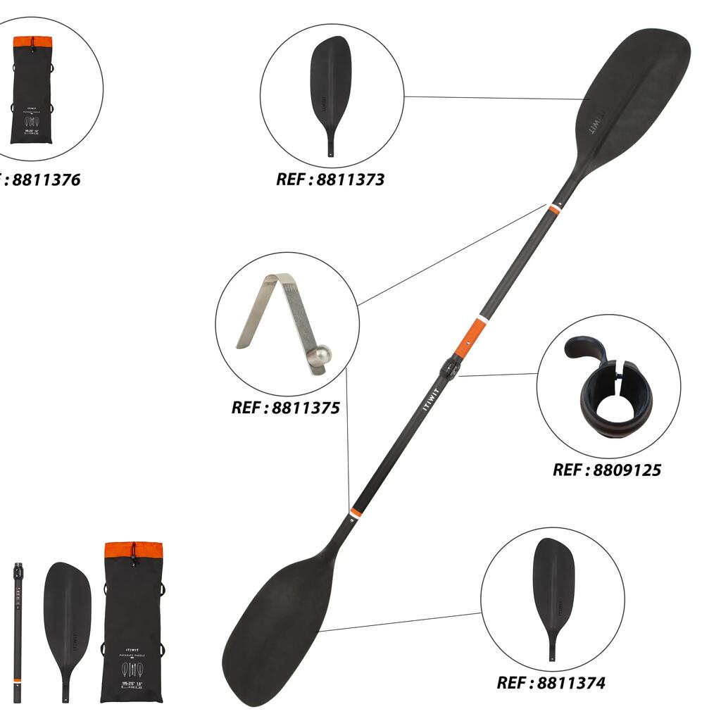 Paddel Kajak/Packraft Carbon/Kunststoff zerlegbar/verstellbar 5-tlg. 195–215 cm