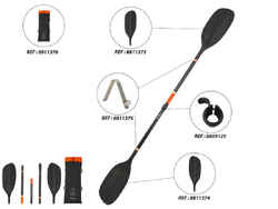 CARBON KAYAK PADDLE ADJUSTABLE AND COLLAPSIBLE 5 PARTS PR500 190-210 CM