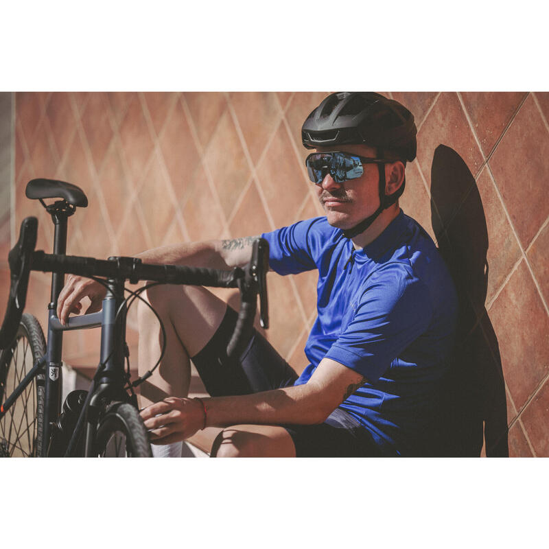 Pánský letní dres na silniční cyklistiku s krátkým rukávem RC100 modrý