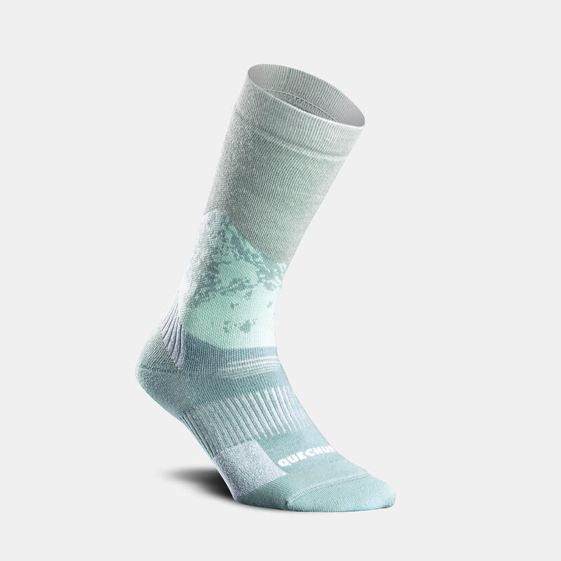 Yetişkin Outdoor Uzun Kışlık / Termal Çorap - Yeşil / Pembe - 2 Çift - SH500 Mid