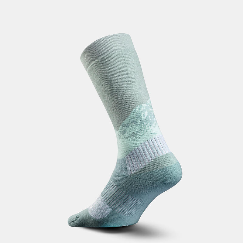 Yetişkin Outdoor Uzun Kışlık / Termal Çorap - Yeşil / Pembe - 2 Çift - SH500 Mid