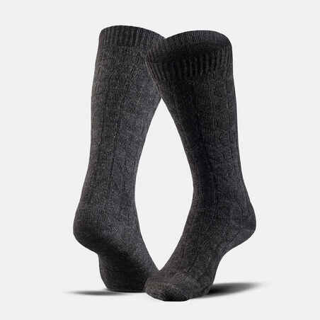 Warm hiking socks - SH100 MID JACQUARD - 2 pairs