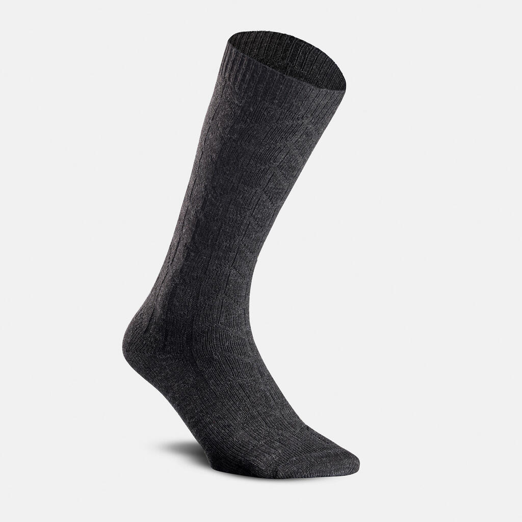 Wandersocken halbhoch warm Winterwandern 2er-Pack - SH100 Jacquard 