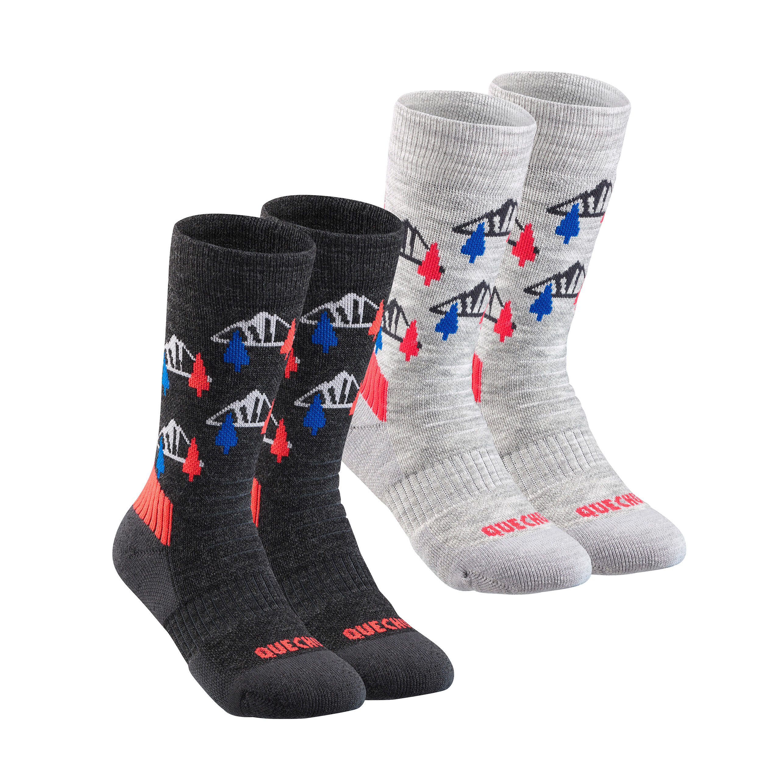 Kids’ Warm Mid-Height Hiking Socks x2 – SH 100 - QUECHUA