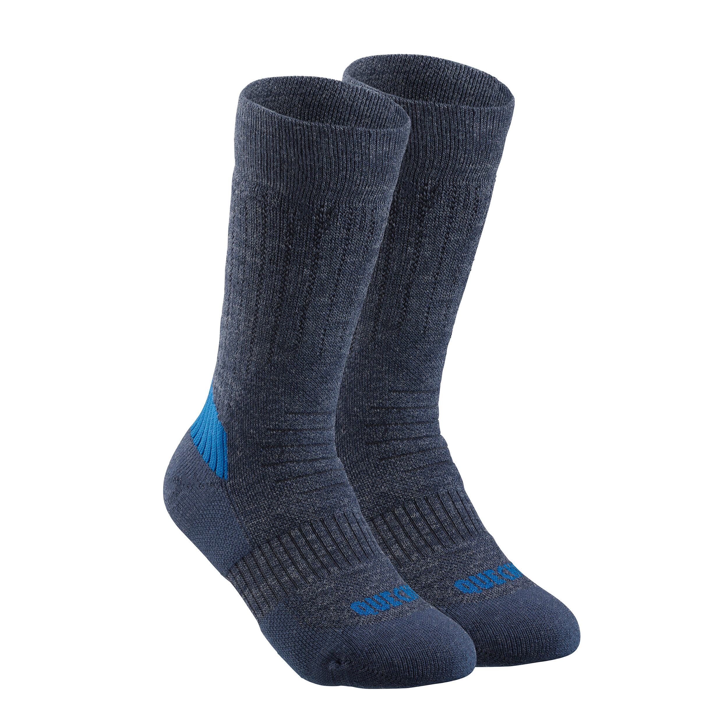 Calze calde montagna bambino SH100 MID grigie e blu | 2 paia 7/10