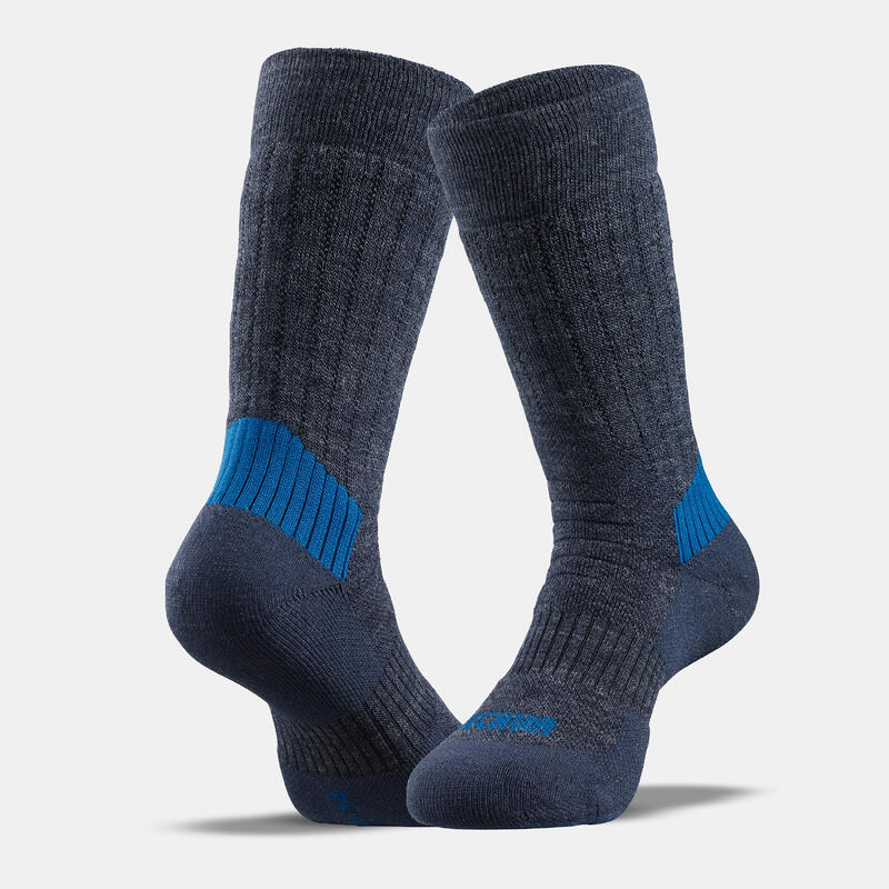 Çocuk Outdoor Uzun Kışlık / Termal Çorap - Mavi / Kahverengi - 2 Çift -SH100 Mid