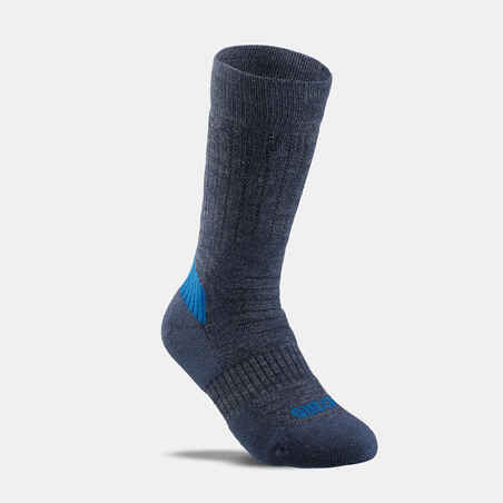 Παιδικές ζεστές κάλτσες πεζοπορίας - SH100 Mid 2 ζεύγη - Μπλε/Καφέ