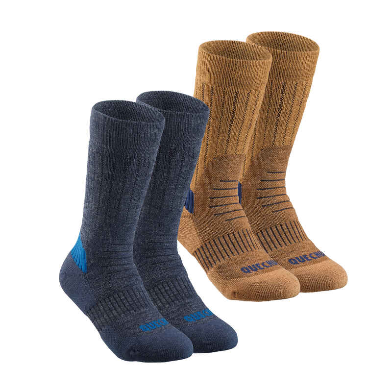 Kids’ Warm Hiking Socks SH100 Mid 2 Pairs