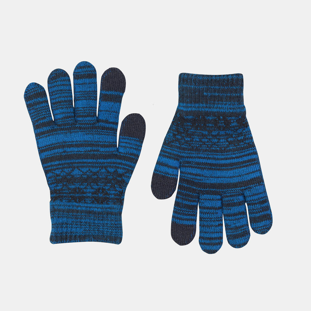 KIDS’ TOUCHSCREEN COMPATIBLE HIKING GLOVES - SH100 KNITTED - AGED 4-14 YEARS