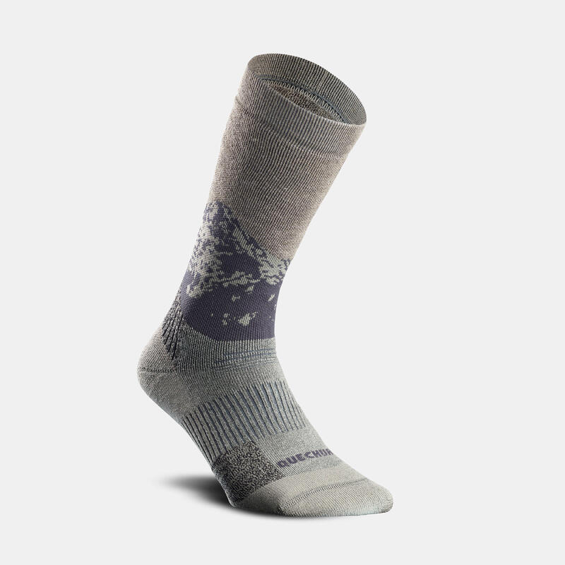 Yetişkin Outdoor Uzun Kışlık / Termal Çorap - Haki / Siyah - 2 Çift - SH500 Mid