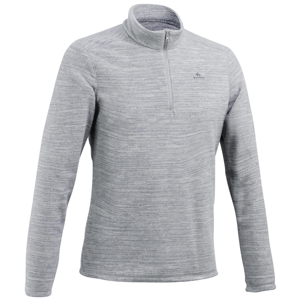 Polaire de randonnée montagne homme, MH100 demi zip gris