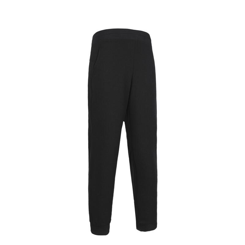 Kids' Unisex Straight-Cut French Terry Cotton Jogging Bottoms 100 - Black