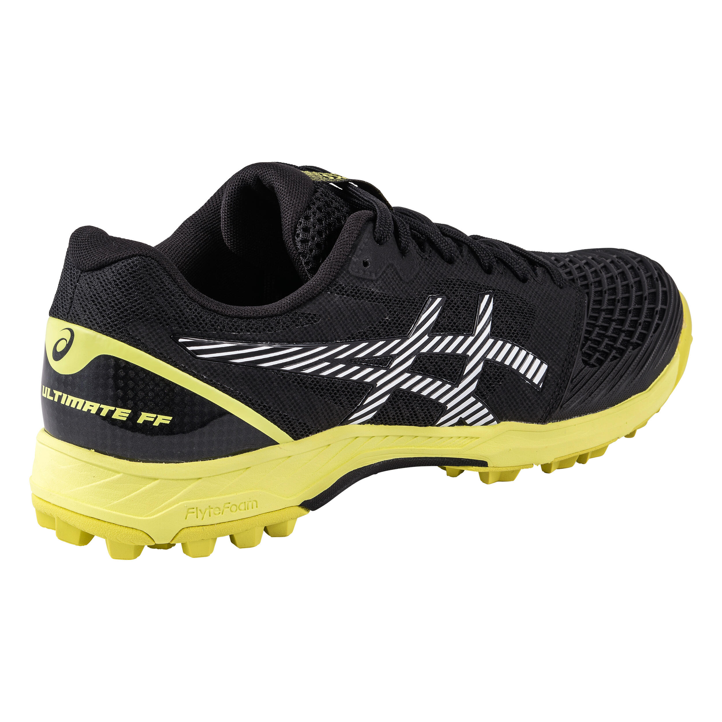 Zapatillas de hockey sobre hierba hombre intensidad fuerte FFultimate negro y amarillo Decathlon