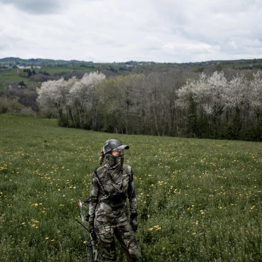 Ženska tiha majica dugih rukava za lov TREEMETIC 500