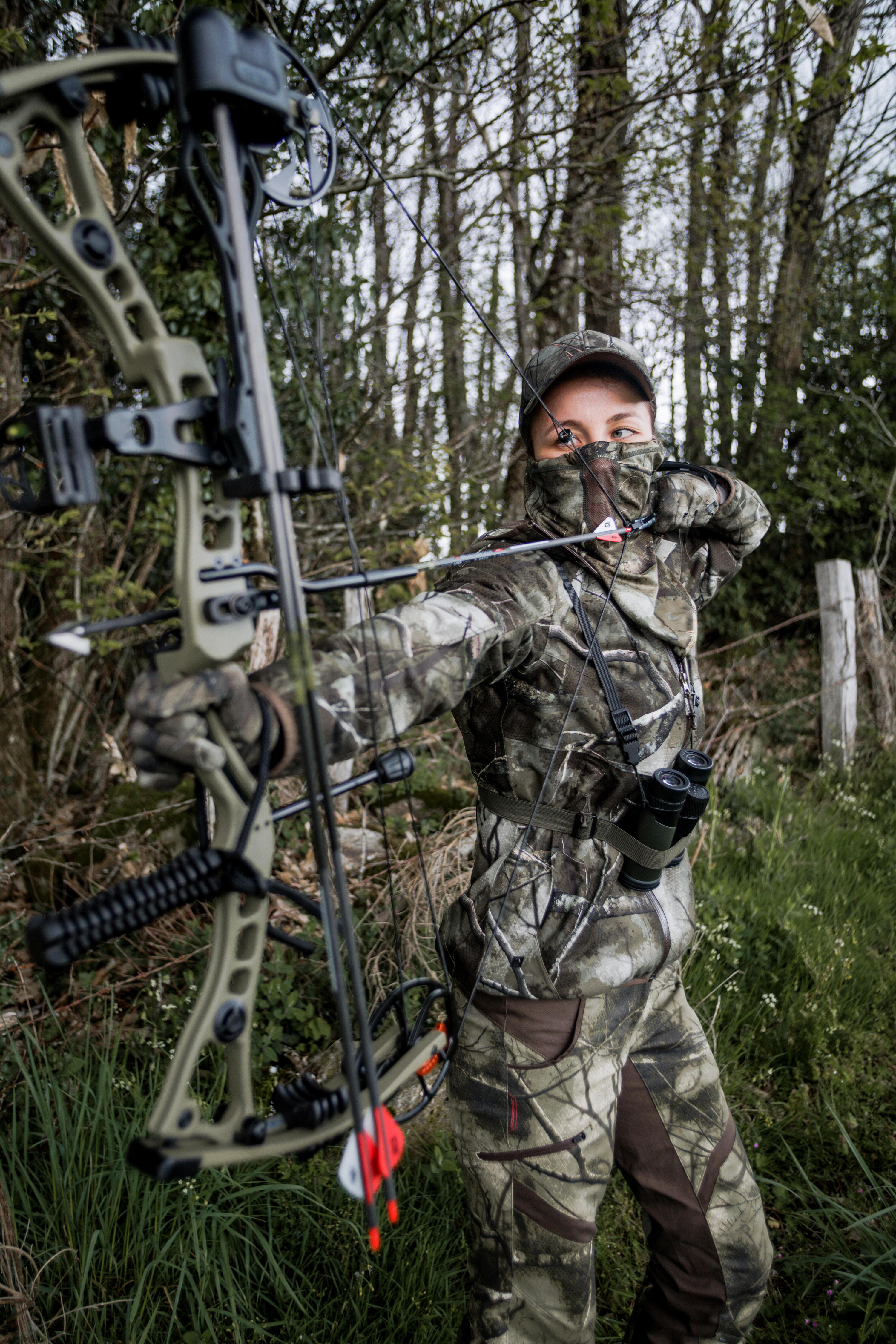 Jagdhose 500 Damen geräuscharm atmungsaktiv Camouflage 2/6