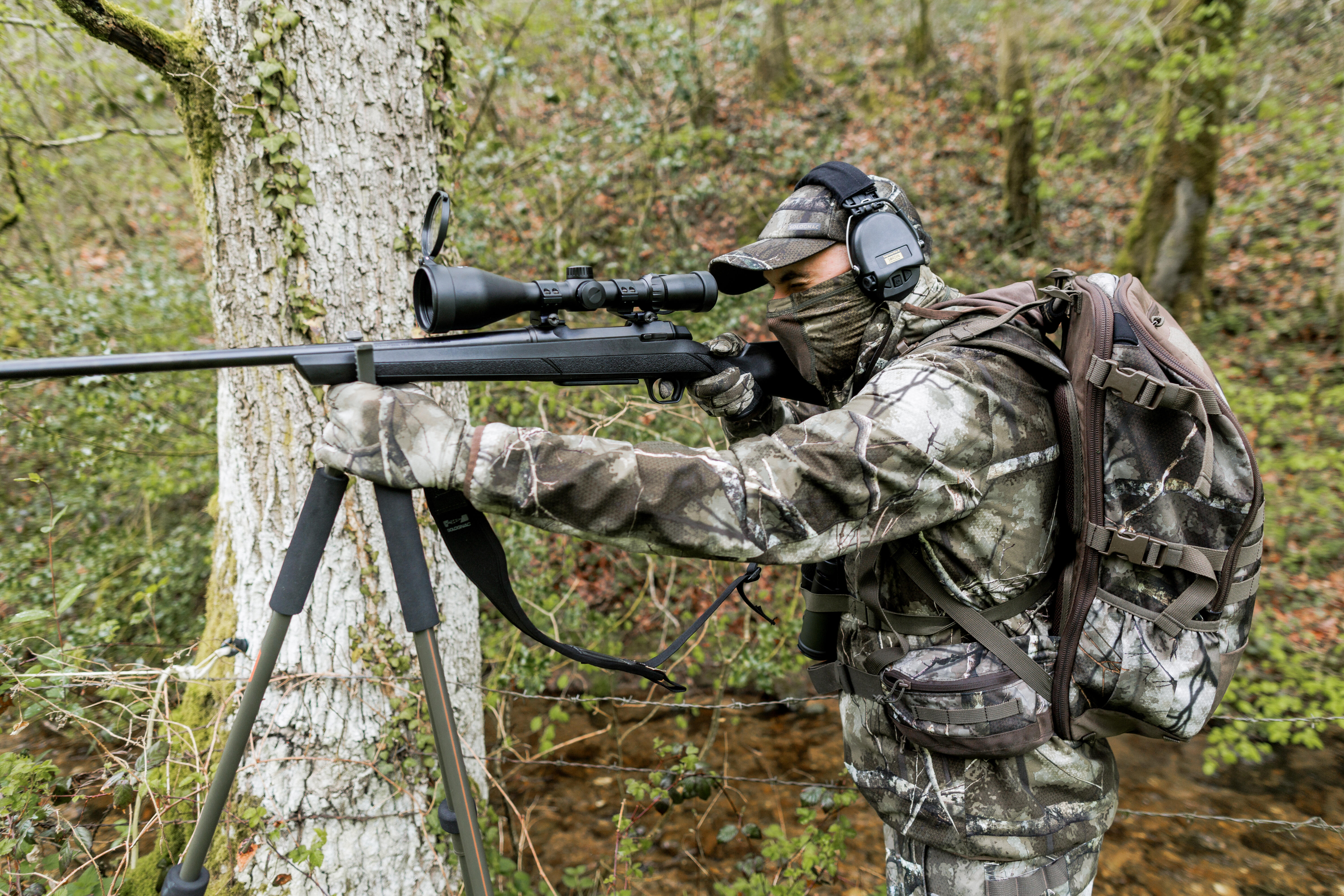 CANNE DE PIRSCH CHASSE TREPIED 500 VERT SILENCIEUSE - SOLOGNAC