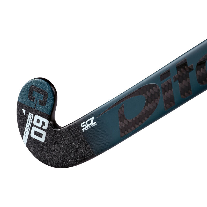 Hockeystick voor gevorderde volwassenen low bow 60% carbon CompoTec C60 donkerturquoise