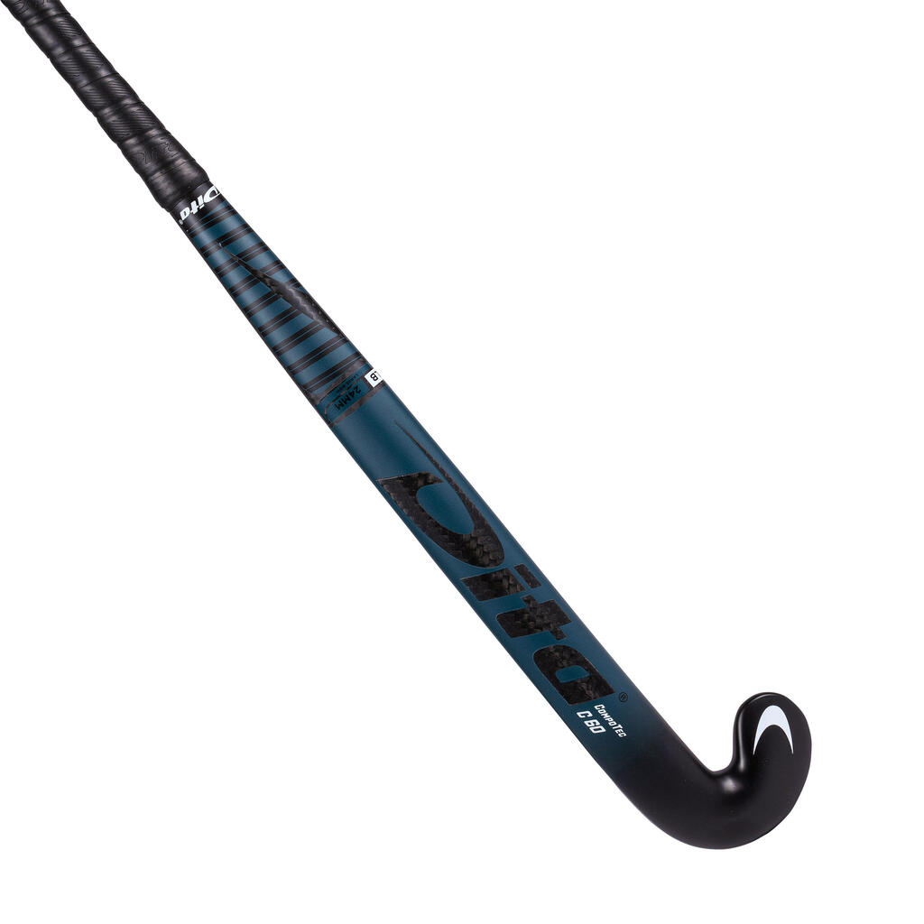 Adult Intermediate 60% Carbon Low Bow Field Hockey Stick CompotecC60 - Dark Turquoise