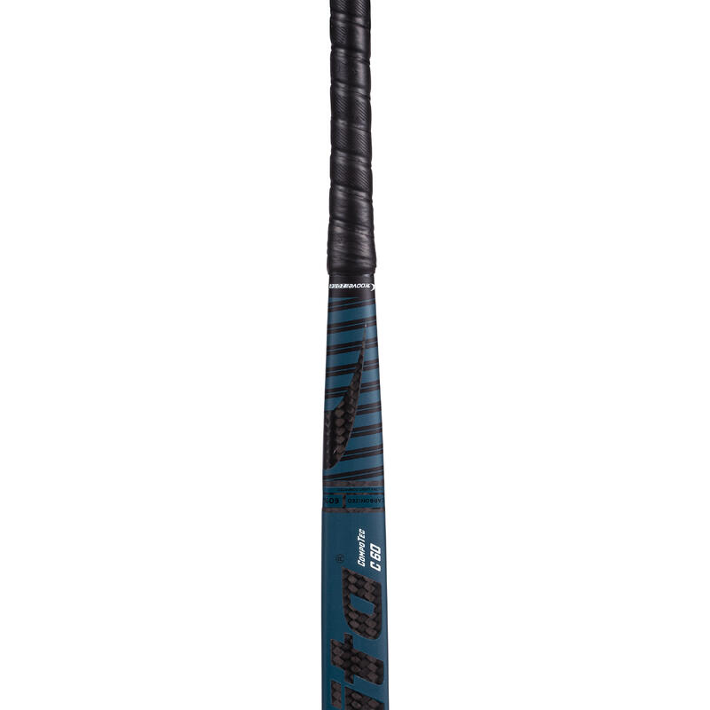 Hockeystick voor gevorderde volwassenen low bow 60% carbon CompoTec C60 donkerturquoise