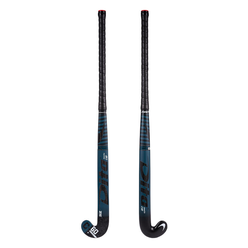 Hockeystick voor gevorderde volwassenen low bow 60% carbon CompoTec C60 donkerturquoise