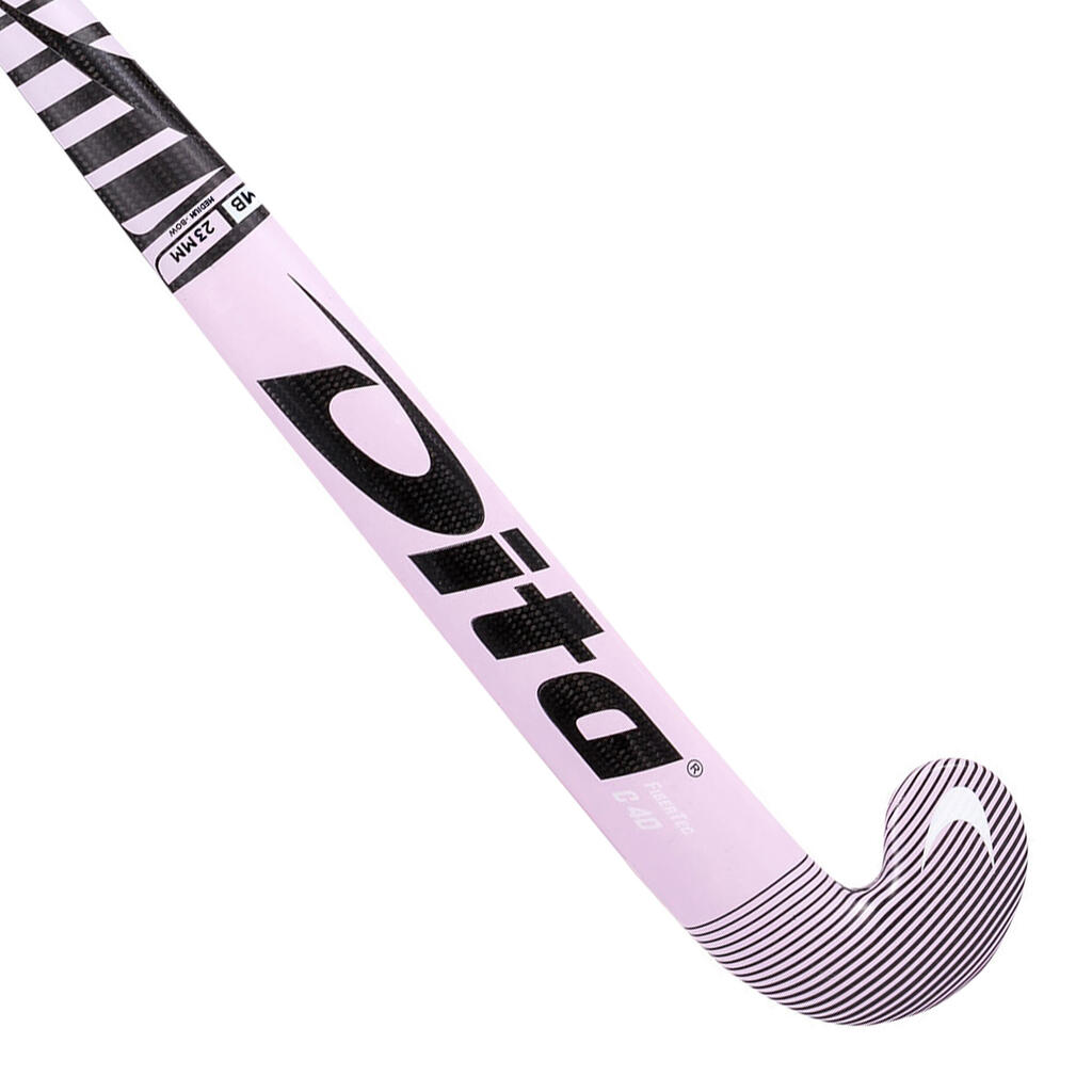 Intermediate 40% Carbon Mid Bow Field Hockey Stick FiberTecC40 - Pink