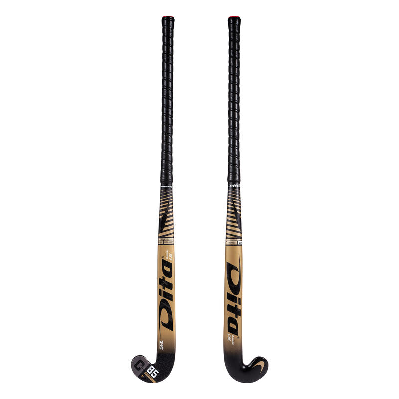 Stick Hóquei Nível Experiente Mid Bow 85% Carbono CompoTecC85 Adulto Dourado/Preto