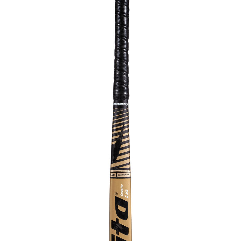 Hockeystick voor expert volwassenen mid bow 85% carbon CarboTec C85 goud zwart